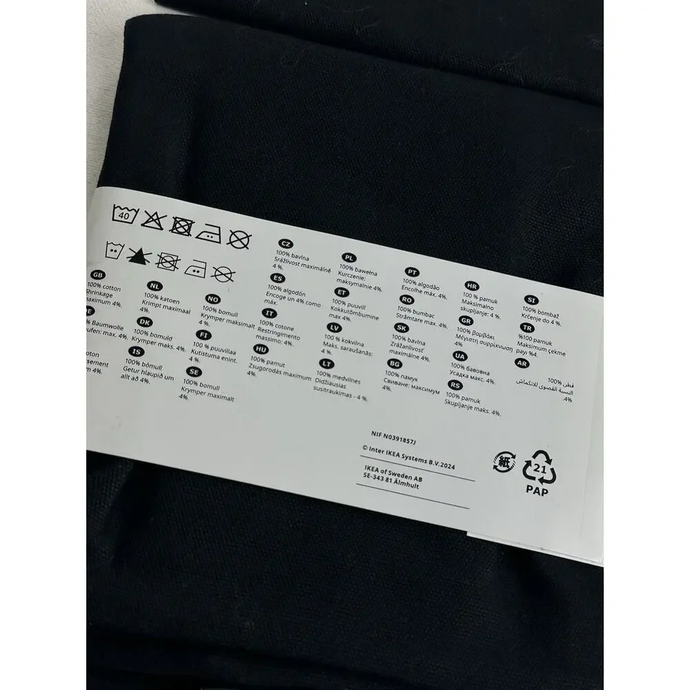 Ikea Gurli Black 20 x 20 Pillow Cover Set Of 4 New Zipper Closure